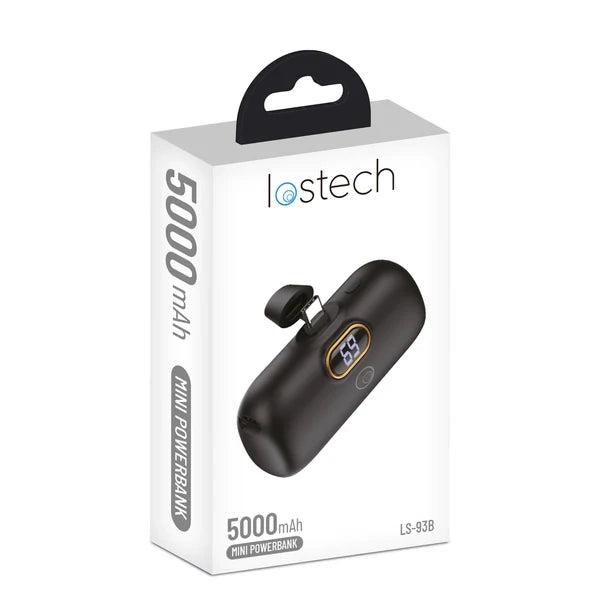 Batteria Portatile Mod LS93 5000 Mah Lostech Mini Power Bank Nero