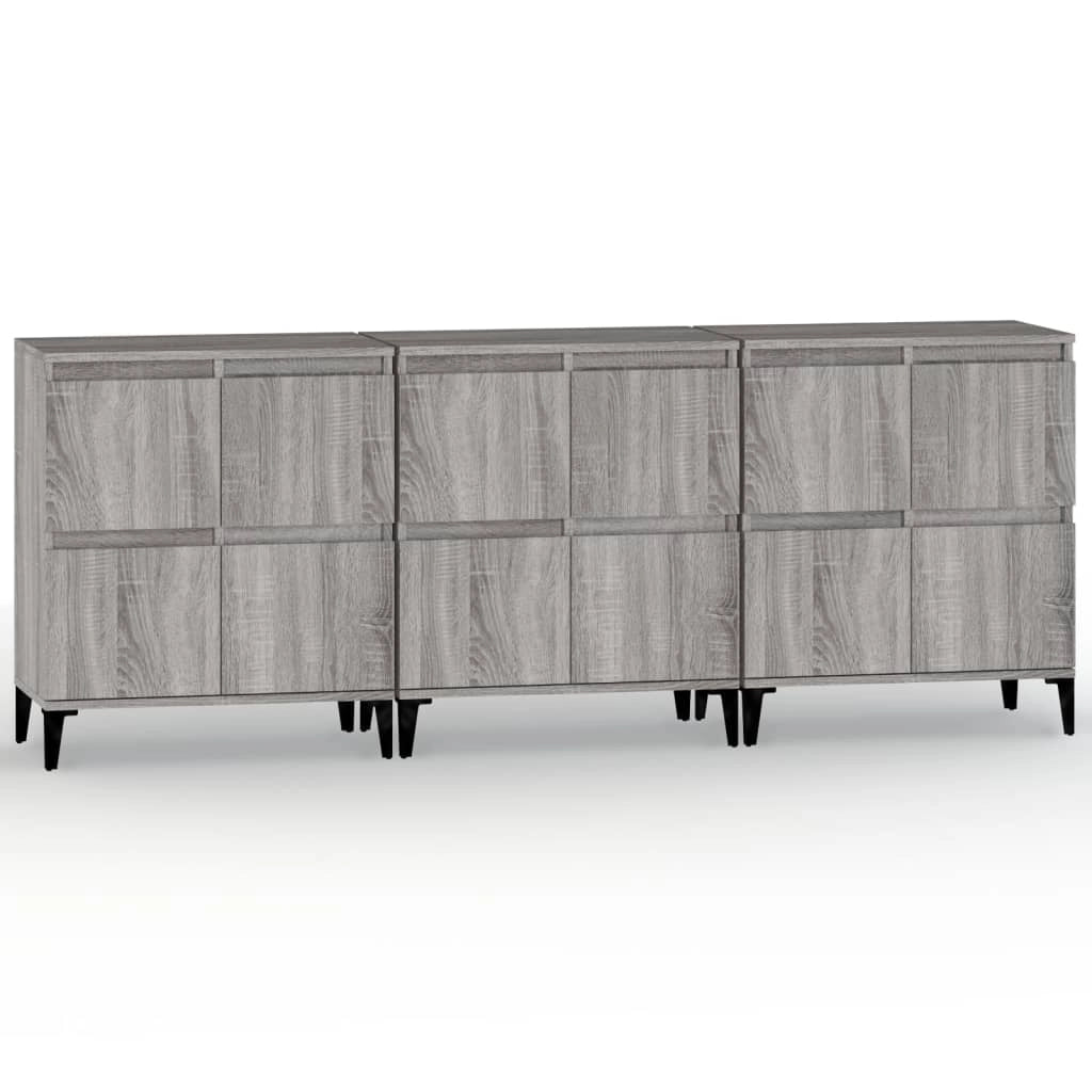 Buffet credenza cassettiera armadio mobile contenitore organizer per cucina soggiorno salotto 3 pezzi rovere Sonoma 60 x 35 x 70 cm legno ingegnerizzato grigio 02_0037167