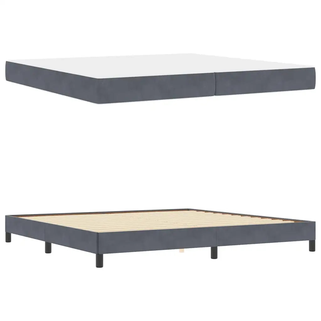 Letto a molle con materasso Grigio scuro 200 x 220 cm Tessuto