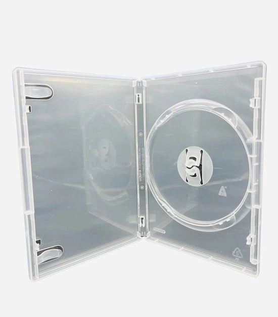 Etichetta per DVD in Polipropilene di Alta Qualità - 14mm Spessore - Con Libretto e Clip Tray - Resistente ai Colpi - Materiale Reciclato - Protezione di Sicurezza con Etichetta Rossa - Custodia per DVD