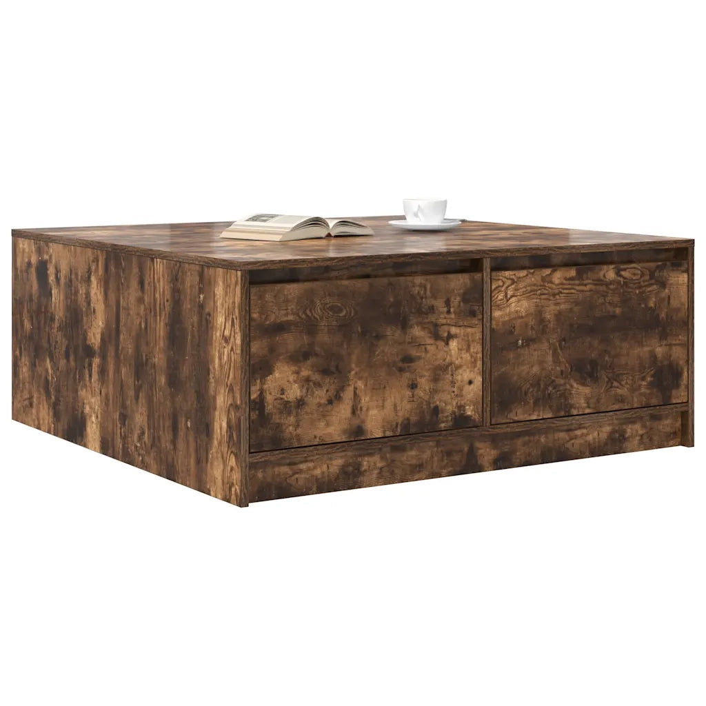 Tavolino da Salotto con Cassetti Rovere Fumo 100x100x40 cm 3328403