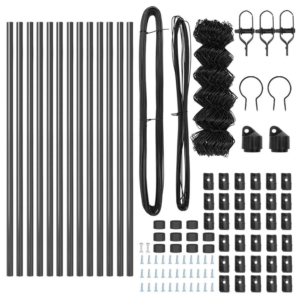 Recinzione a maglie metalliche Grigia Set di 2 Grigio