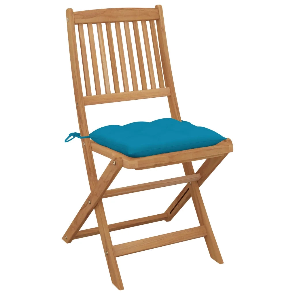 Sedie da Giardino Pieghevoli 6 pz con Cuscini Massello Acacia 3075013
