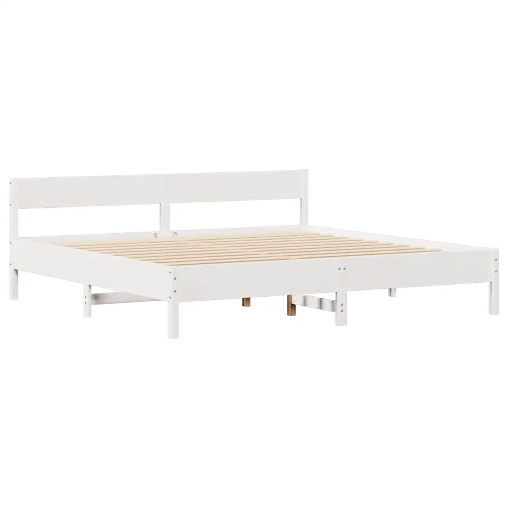 Letto matrimoniale | Letto per adulti | Letto senza Materasso Bianco 160x200 cm Legno Massello di Pino