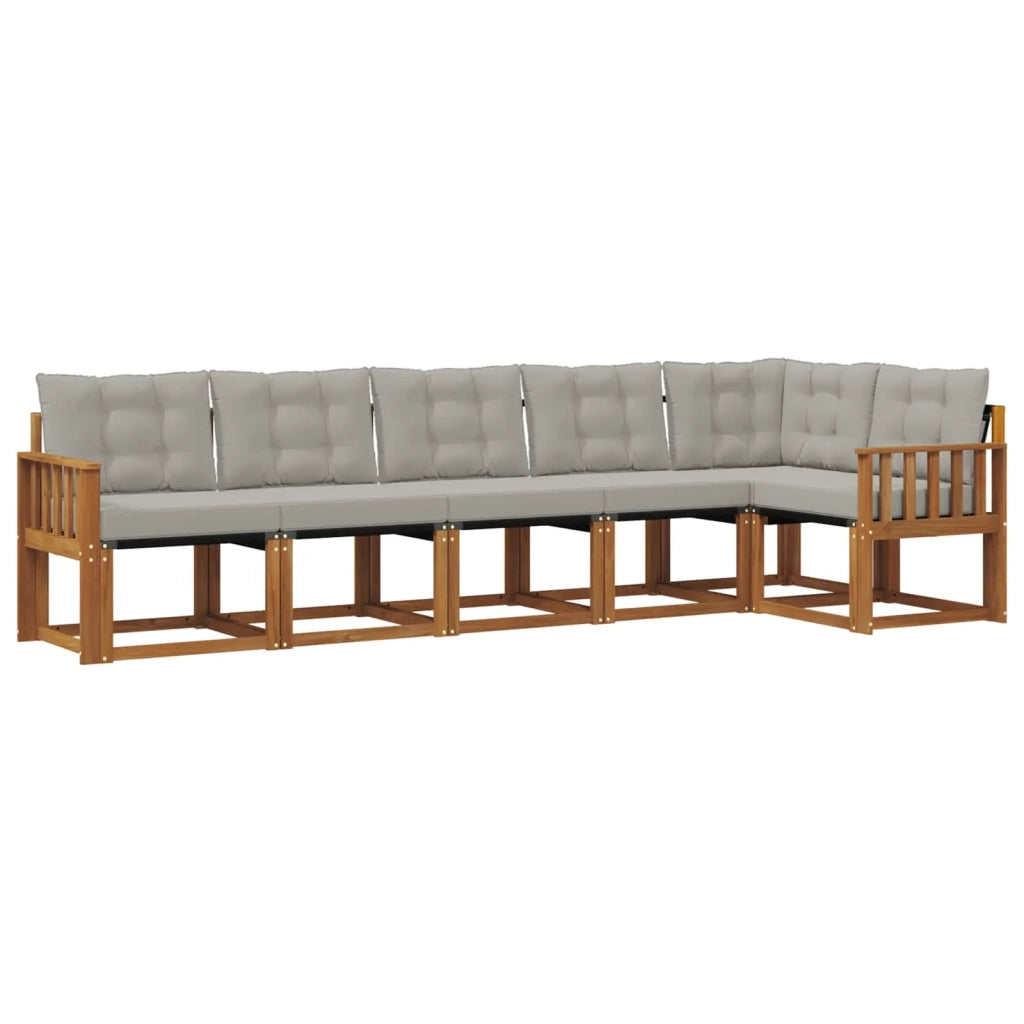 Set di divani da esterno 6 pcs Grigio Naturale e Chiaro