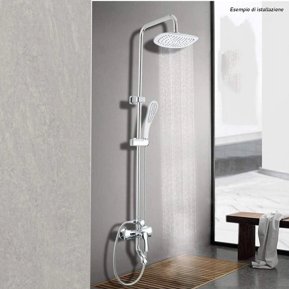 Trade Shop - Soffione Doccia Bagno Quadrato 20x20cm Abs Effetto Pioggia 52213 Filtro Anticalcare -