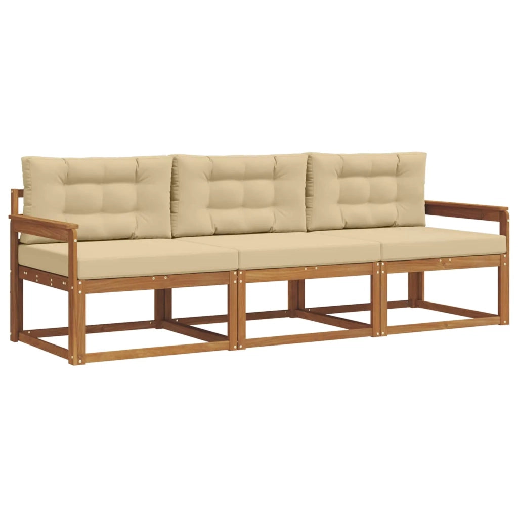 Set di divani da esterno con cuscino 3 pcs Naturale e Beige 3367116