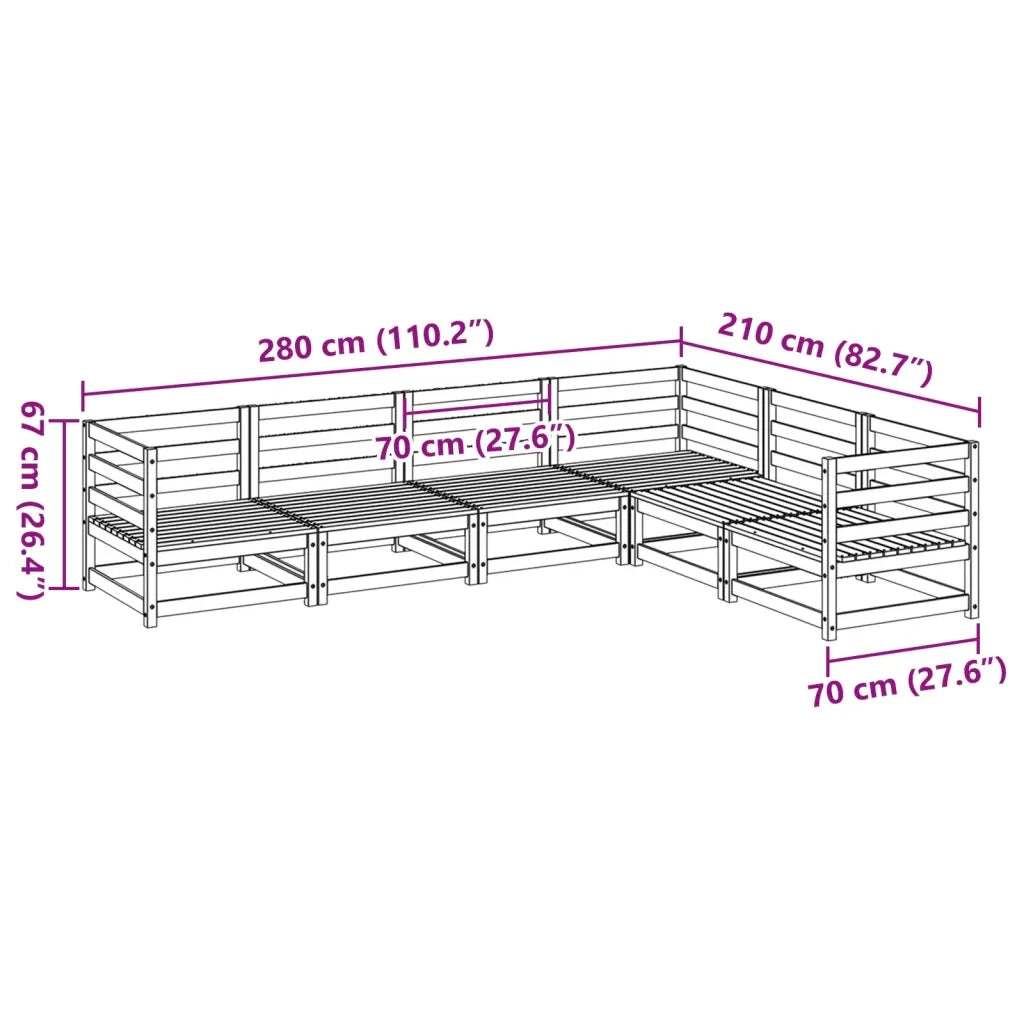 Set Divani da Giardino 6 pz in Legno Impregnato di Pino 3299455