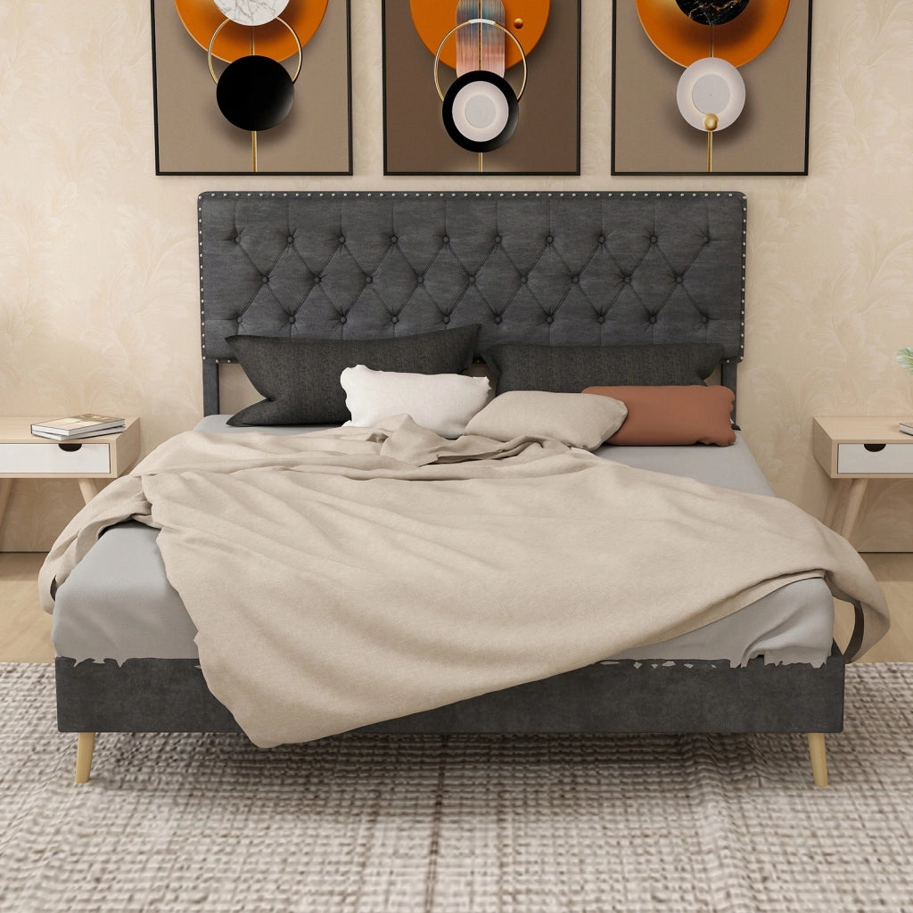 Letto matrimoniale minimalista - Xylo - 160x200 - Grigio