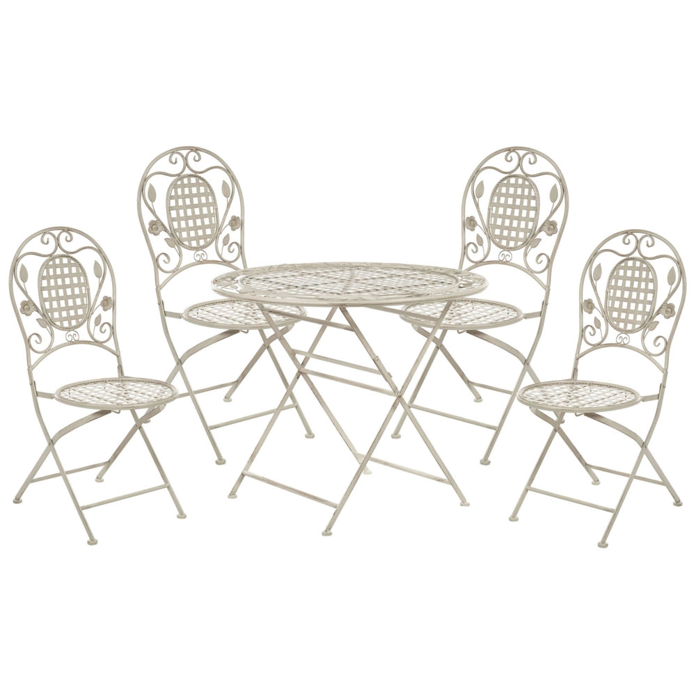 Set da Balcone Bistro a 4 Posti in Metallo Verde Chiaro moderno