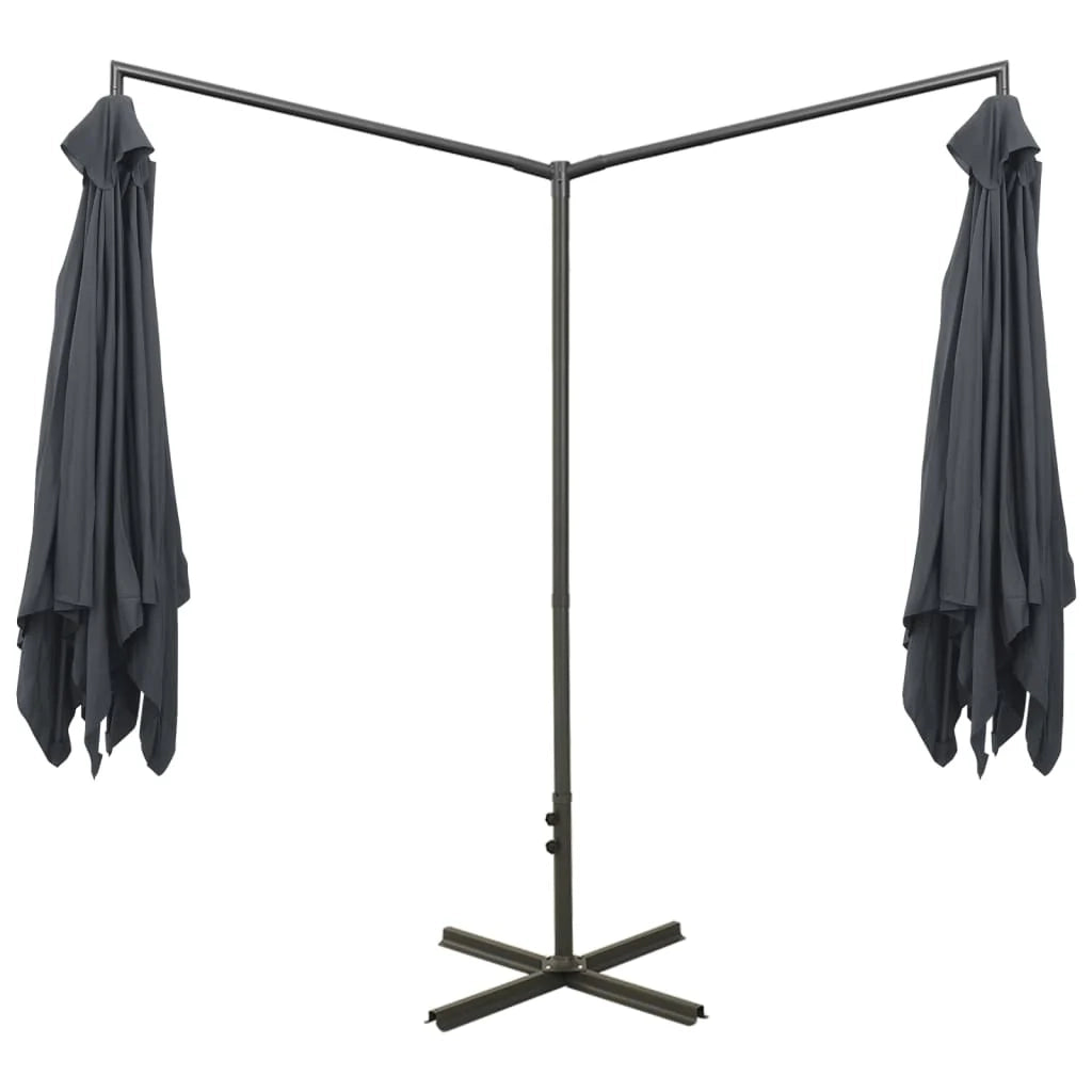 Ombrellone doppio con palo in acciaio 600 x 300 cm antracite 02_0008424