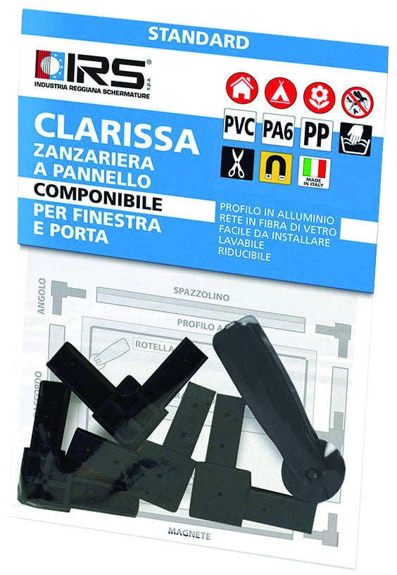 KIT 4 ANGOLI + ROTELLA PER PROFILO ZANZARIERA CLARISSA