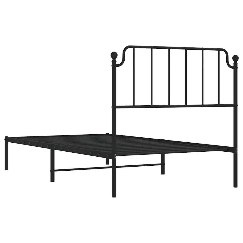 Giroletto con Testiera in Metallo Nero 100x190 cm 373881
