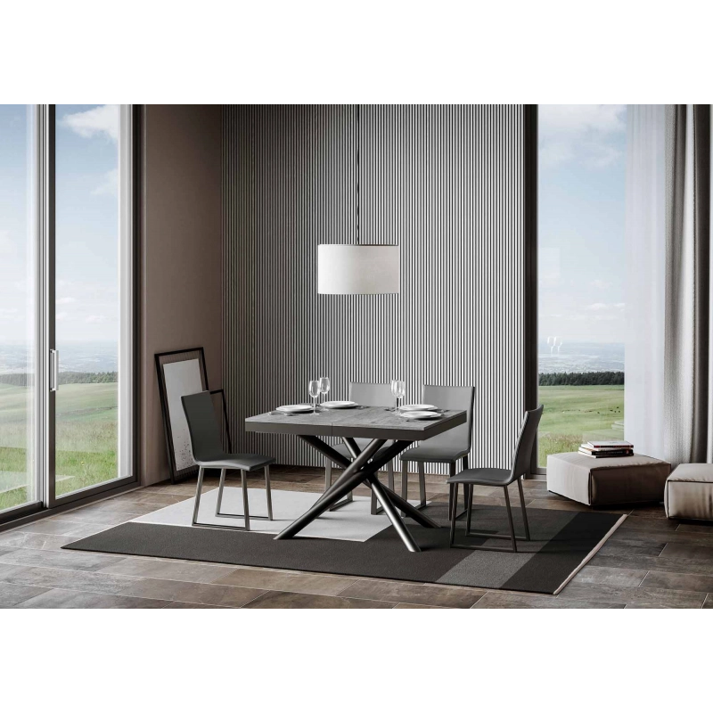 Tavolo allungabile 90x120/380 cm Famas Evolution telaio Antracite - Cemento