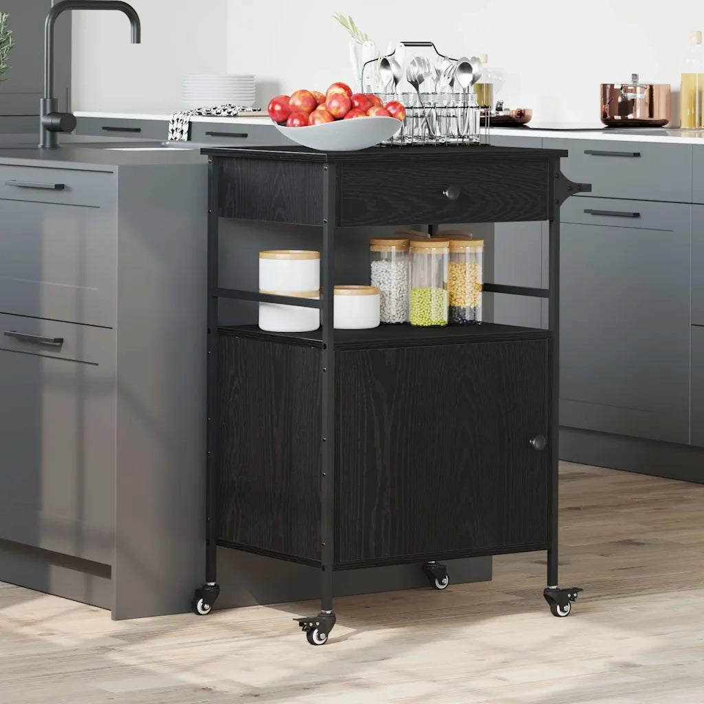 Carrello da Cucina Rovere Nero 56 x 43 x 89,5 cm CFW5121191
