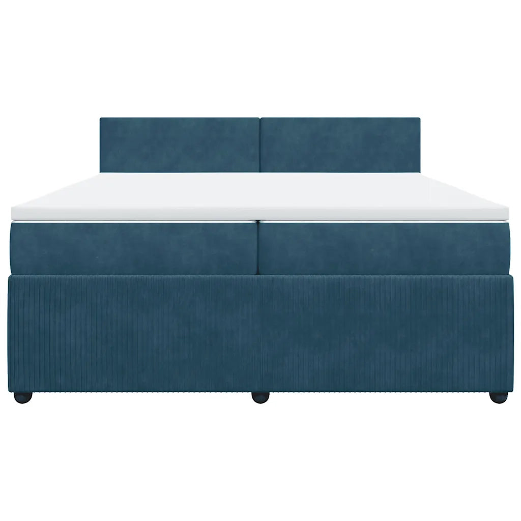 vidaXL Giroletto a Molle con Materasso Blu 200x200 cm in Velluto