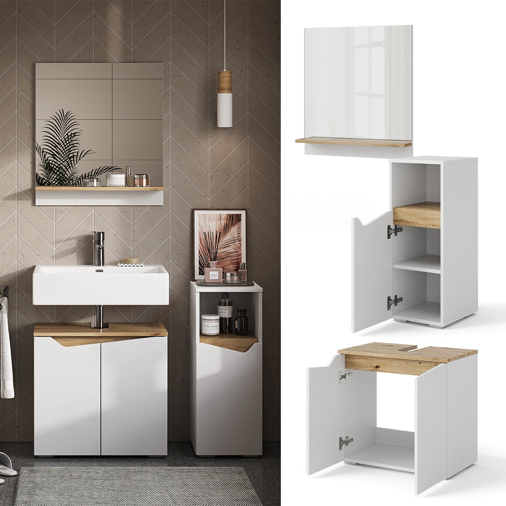 Vicco Set di mobili da bagno Bianco 3 parti, con mobile midi