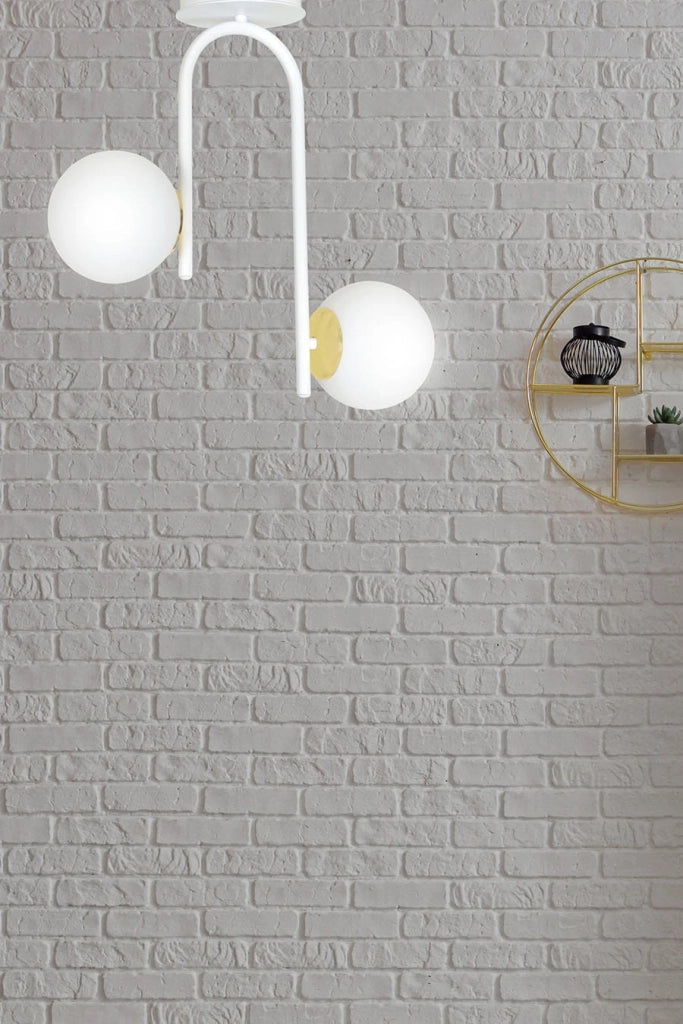 Plafoniera Emibig Ragnar 2 bianco oro vetro 2xE14 46cm