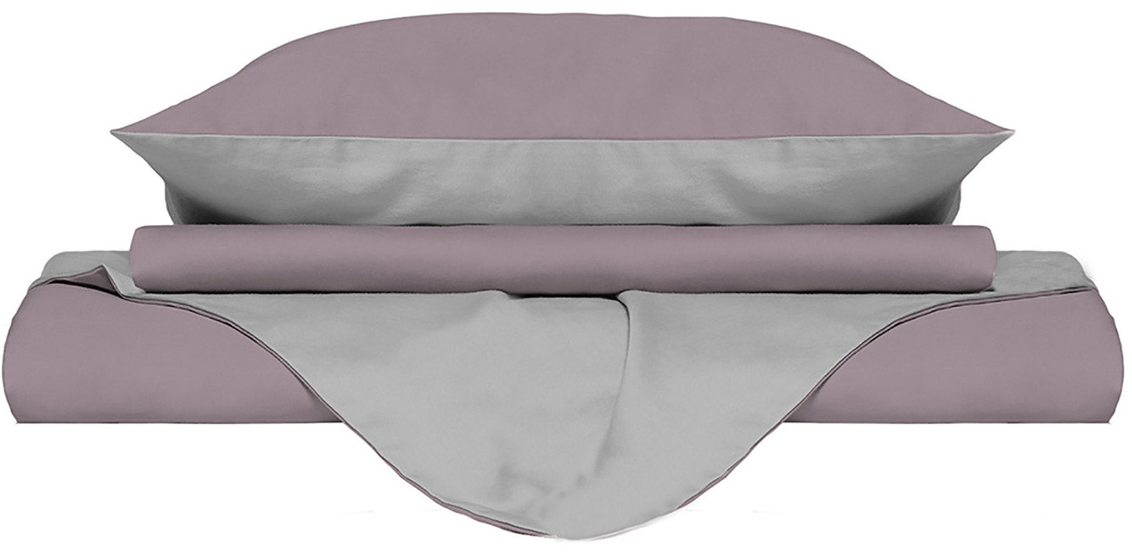 Copripiumino Matrimoniale con Sacco e Federe Doubleface Rosa Antico/Grigio Chiaro