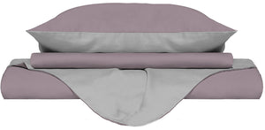 Copripiumino Singolo con Sacco e Federe Doubleface Rosa Antico/Grigio Chiaro