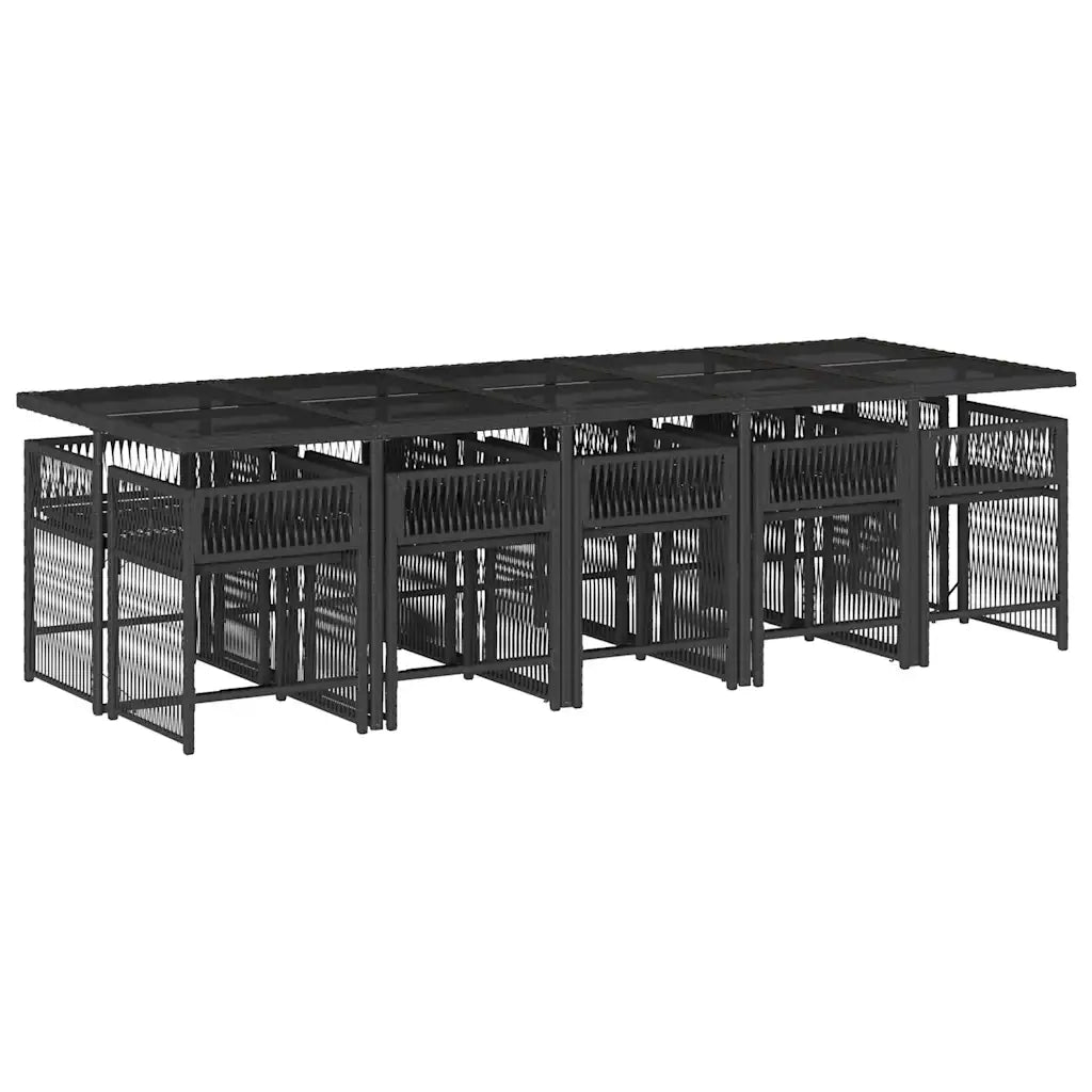 Set da Pranzo da Giardino 11 pz con Cuscini in Polyrattan Nero 3211650