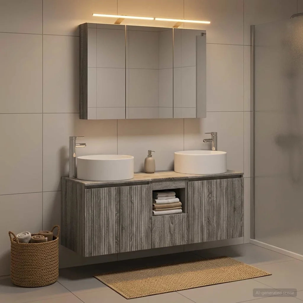 Set di Armadi da Bagno 4 pz Sonoma grigio Legno ingegnerizzato