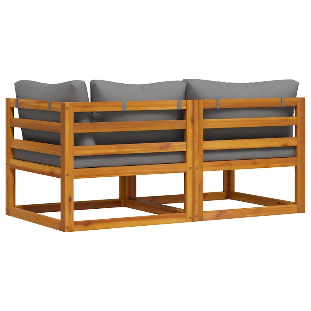 Set Divani da Giardino 2 pz con Cuscini Grigio Scuro in Acacia cod mxl 77448