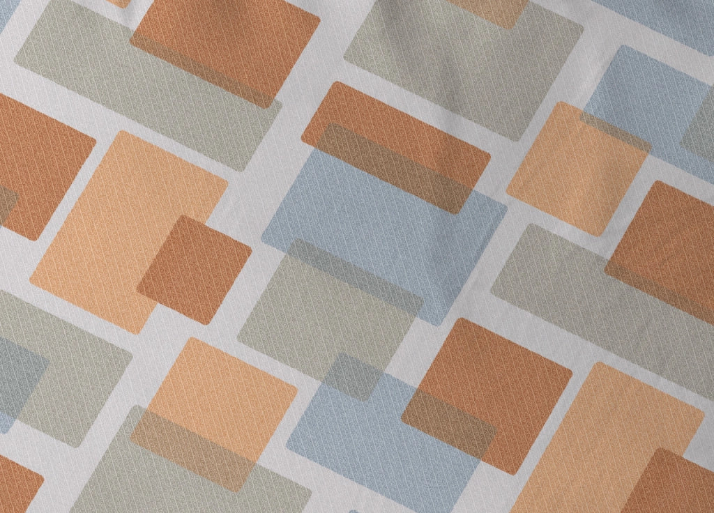 Completo Lenzuola Letto In 100% Cotone Made Italy Disegno Square GI - Matrimoniale - Arancio