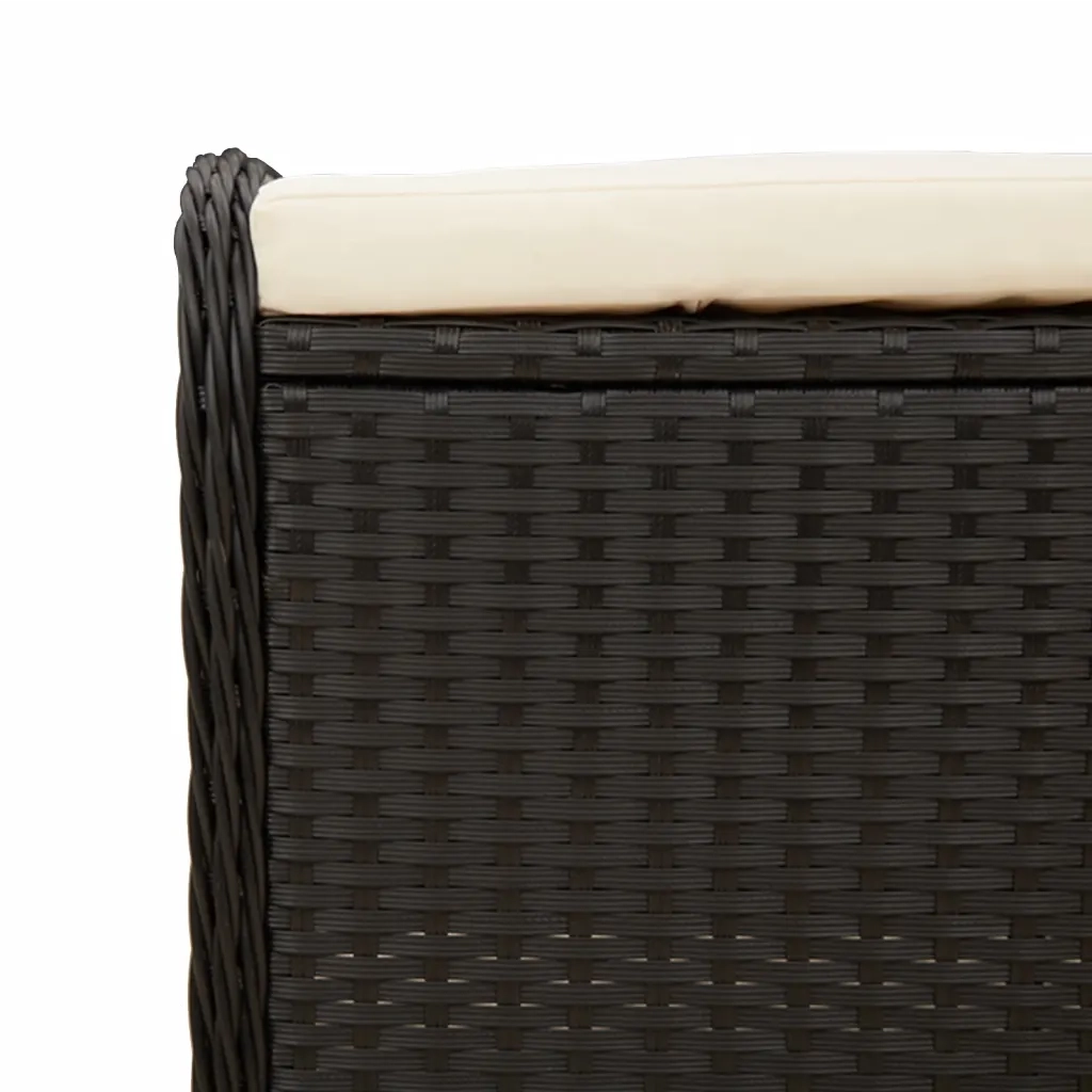 Sgabello Giardino con Cuscino Nero 58x46x46 cm in Polyrattan CFW8872550