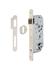 Serratura da incasso a cilindro europeo per porta ingresso, asse 50mm x 85mm, piastra tonda, nichel - THIRARD