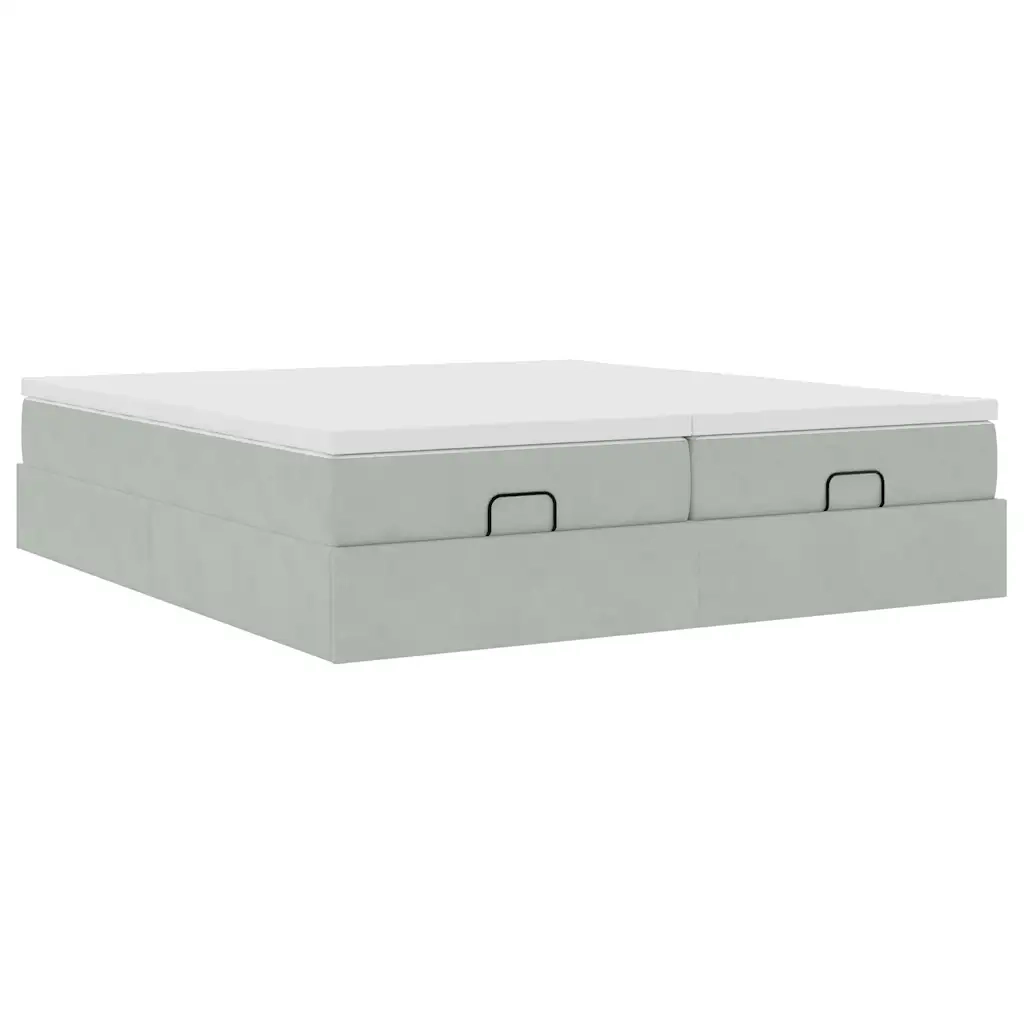 Struttura Letto Pouf con Materassi 200x200 cm Velluto 3311267