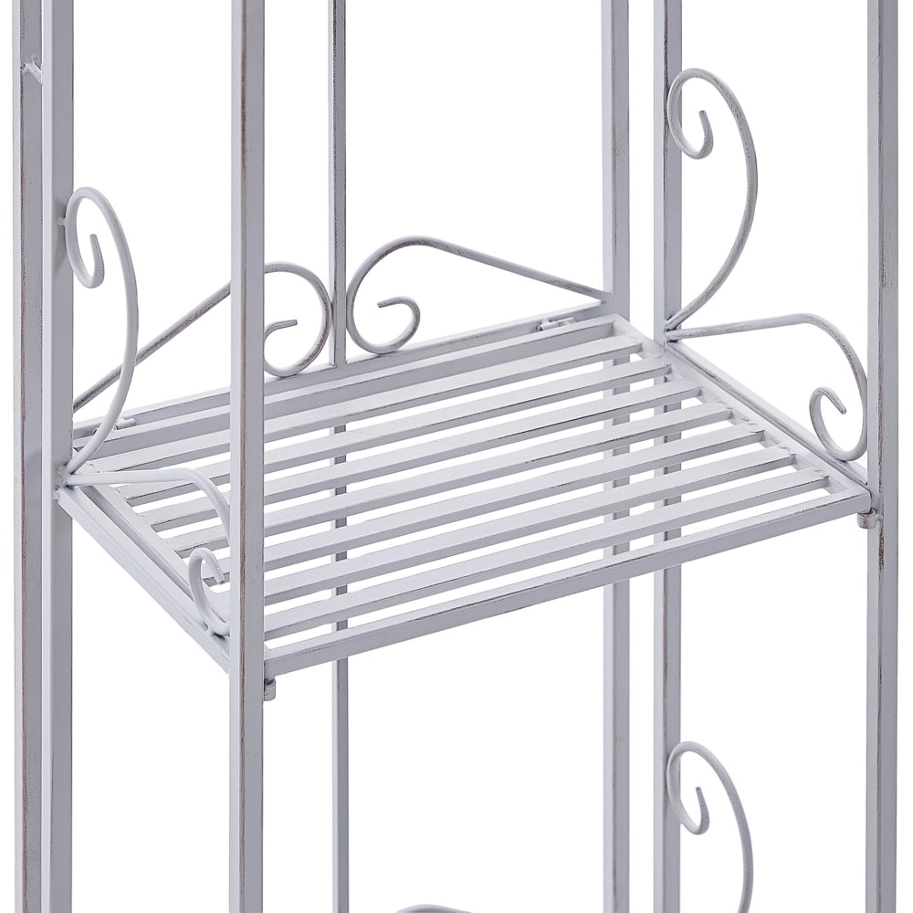 Scaffale Stile Vintage per Bagno Struttura in Metallo grigio con 4 Ripiani