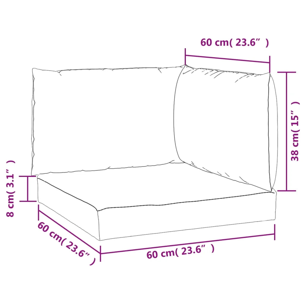 Cuscini per Pallet 3 pz Motivo a Quadri Nero in Tessuto Oxford 361786