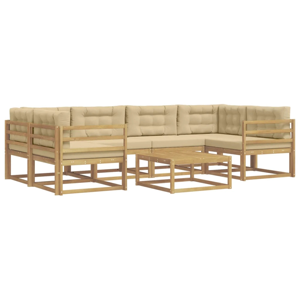 Set di divani da esterno con cuscino 5 pcs Bianco e Beige