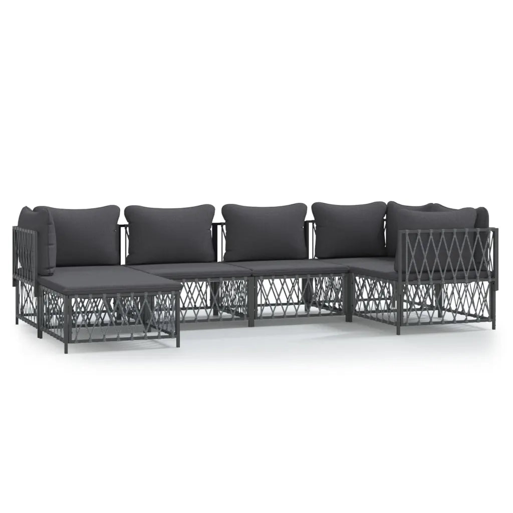Set Salotto da Giardino 6 pz con Cuscini in Acciaio Antracite 3186893