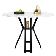 Tavolo da pranzo rotondo con piedini regolabili; stile classico; in MDF e metallo; nero; 100 x 100 x 76 cm