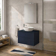 Mobile bagno sospeso 80 cm blu portalavabo due cassetti Tierra