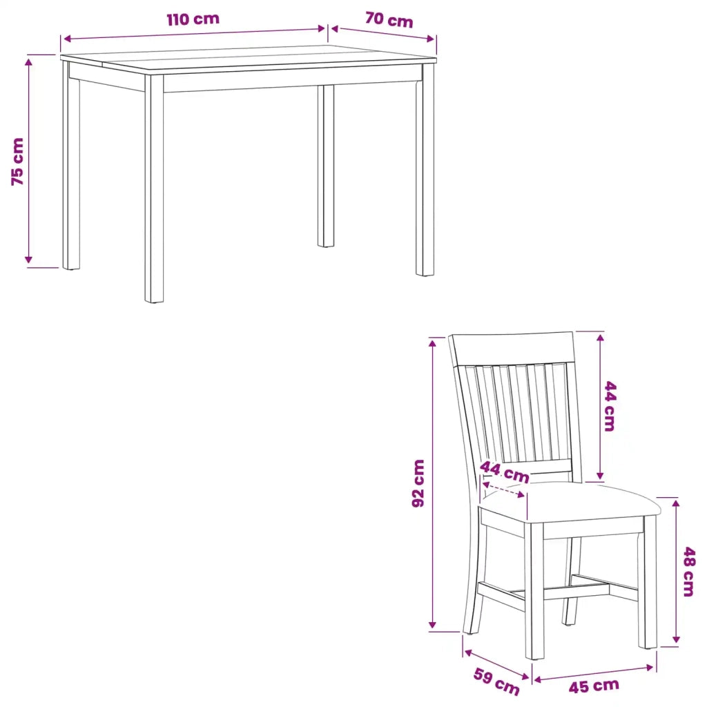 Set da pranzo 7 pz Nero Legno di Quercia Massello 3430258