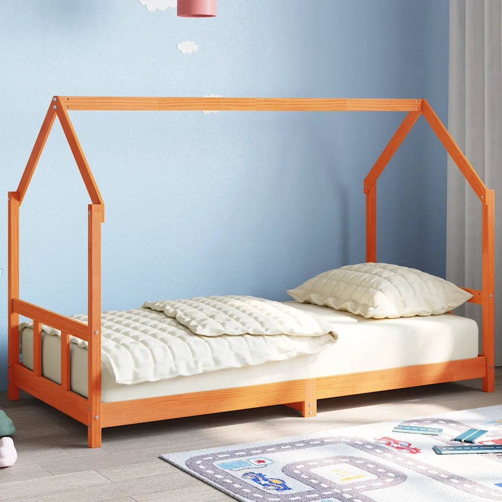 Giroletto per Bambini-Struttura Letto Bambini Marrone Cera 90x190cm Legno Massello Pino 811064