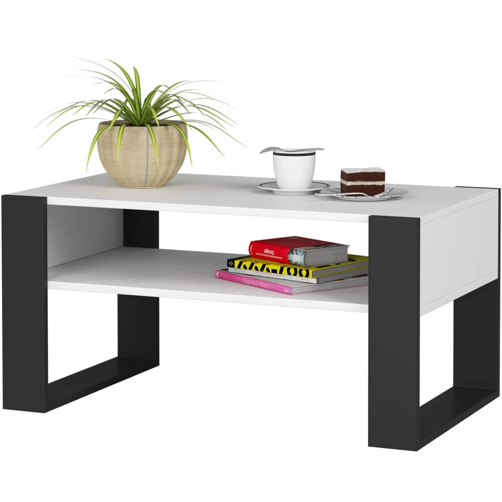Tavolino da caffè AKORD DOMI Bianca 92 cm Colore Nero 92x53x45 cm