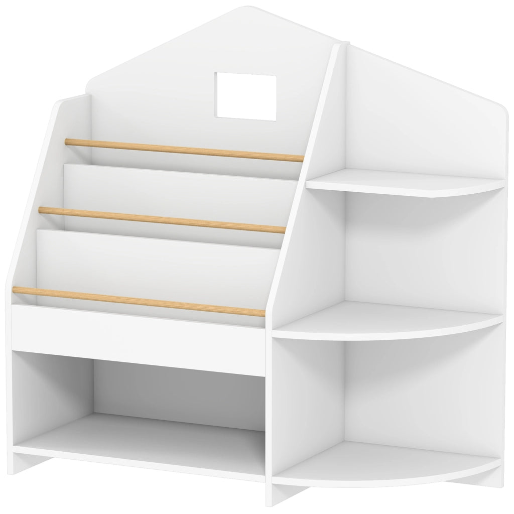 Libreria bambini 7 ripiani ¨C Xylo ¨C legno bianco, bordi arrotondati, portata 40 kg