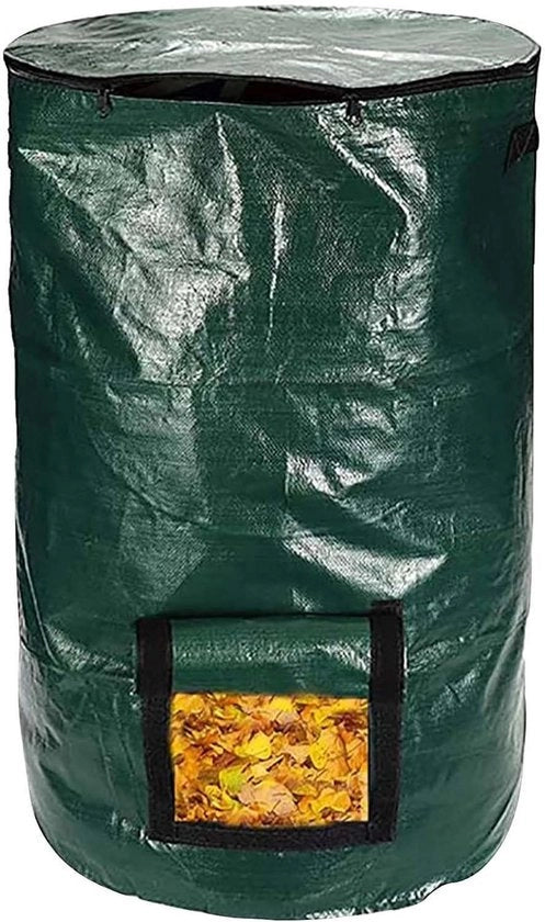 Compostiera Stazionale per Giardino, Balcone e Terrazza - Compostaggio Rapido - Design Moderno - Compostiera con Coperchio e finestra di Sblocco - 34 Galloni