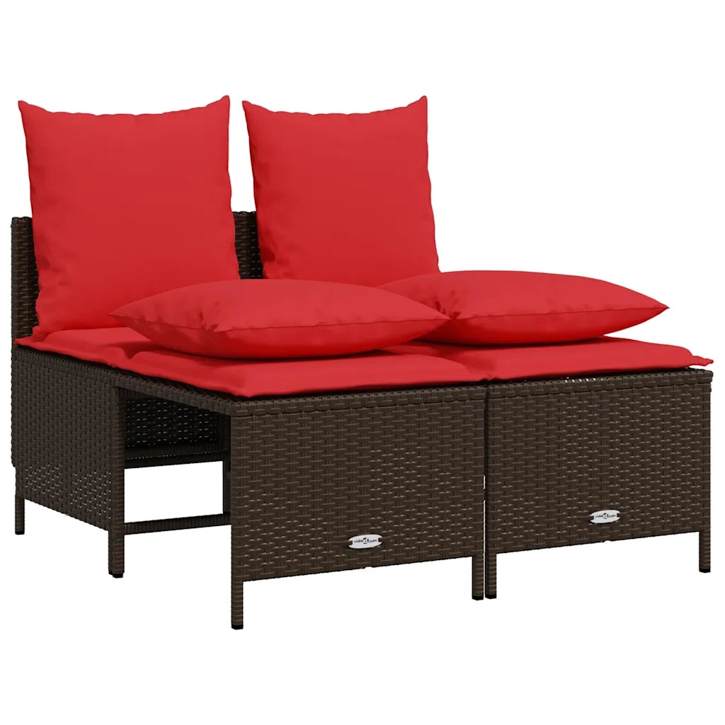 Set Divani da Giardino 4 pz con Cuscini Marrone in Polyrattan 368386