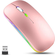 Maus wireless, sottile, ricaricabile, silenzioso, 2.4G portatile, mouse wireless ottico USB con ricevitore USB per laptop, PC, computer e Mac (roségoud)