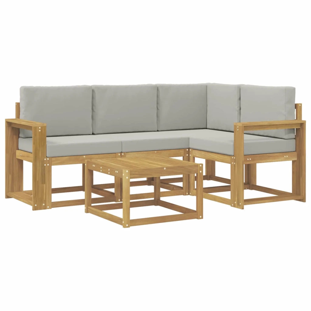 Set di divani da esterno 5 pcs Bianco e Grigio Chiaro 3387600