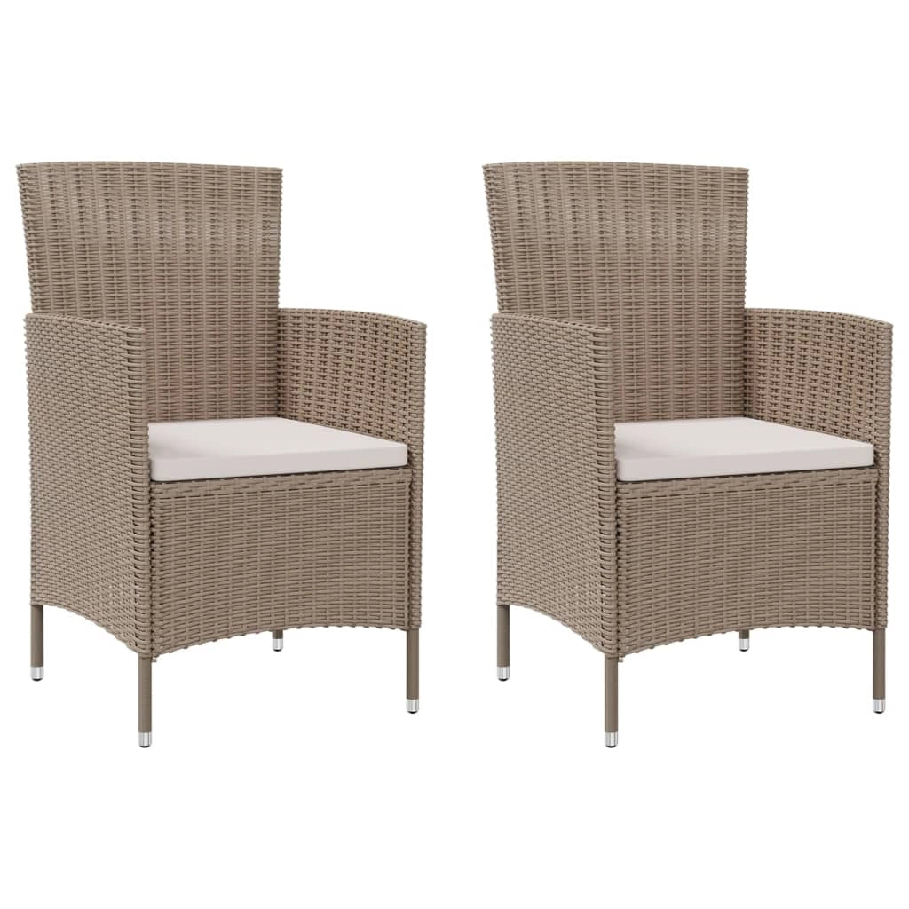 Set da pranzo da giardino 3 pezzi con cuscini resina di vimini beige 02_0014749