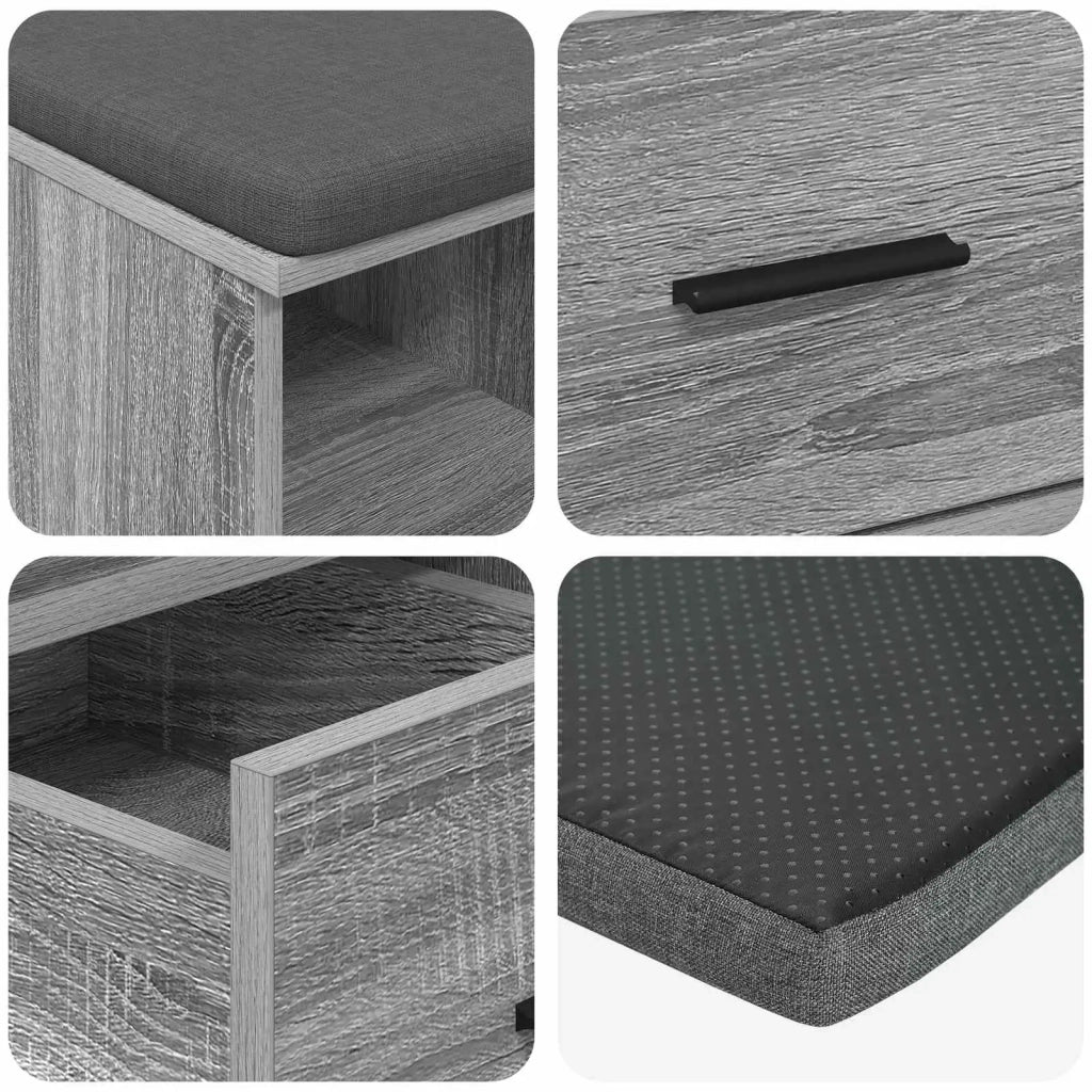 Panca per ingresso con cuscino Sonoma grigia 60 x 38 x 46 cm
