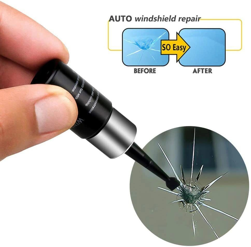 KIT RIPARAZIONE PARABREZZA CREPE SCHEGGE VETRO AUTO RIPARA DANNI VETRO RESINA