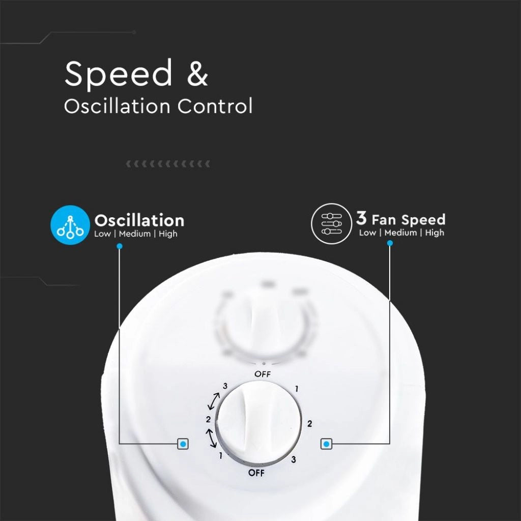 Ventilatore a Torre 45W con 3 Velocità Rotante e Funzione Timer Colore Bianco (785mm)