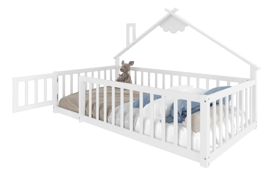 Letto Singolo per Bambini con Sponde e Serratura ¨C MINIMAL ¨C Pino Bianco 90x190
